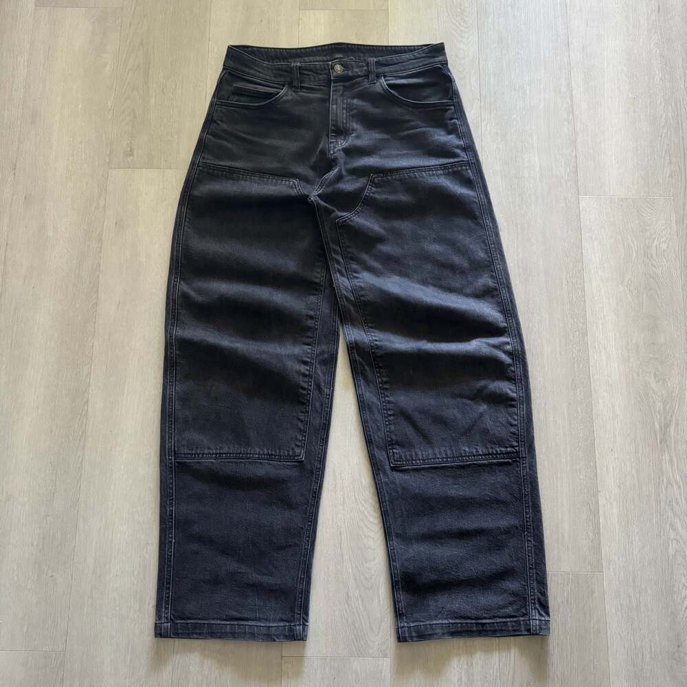 Selah Double Knee Carpenter Jeans Faded Black Wide Leg 34x31